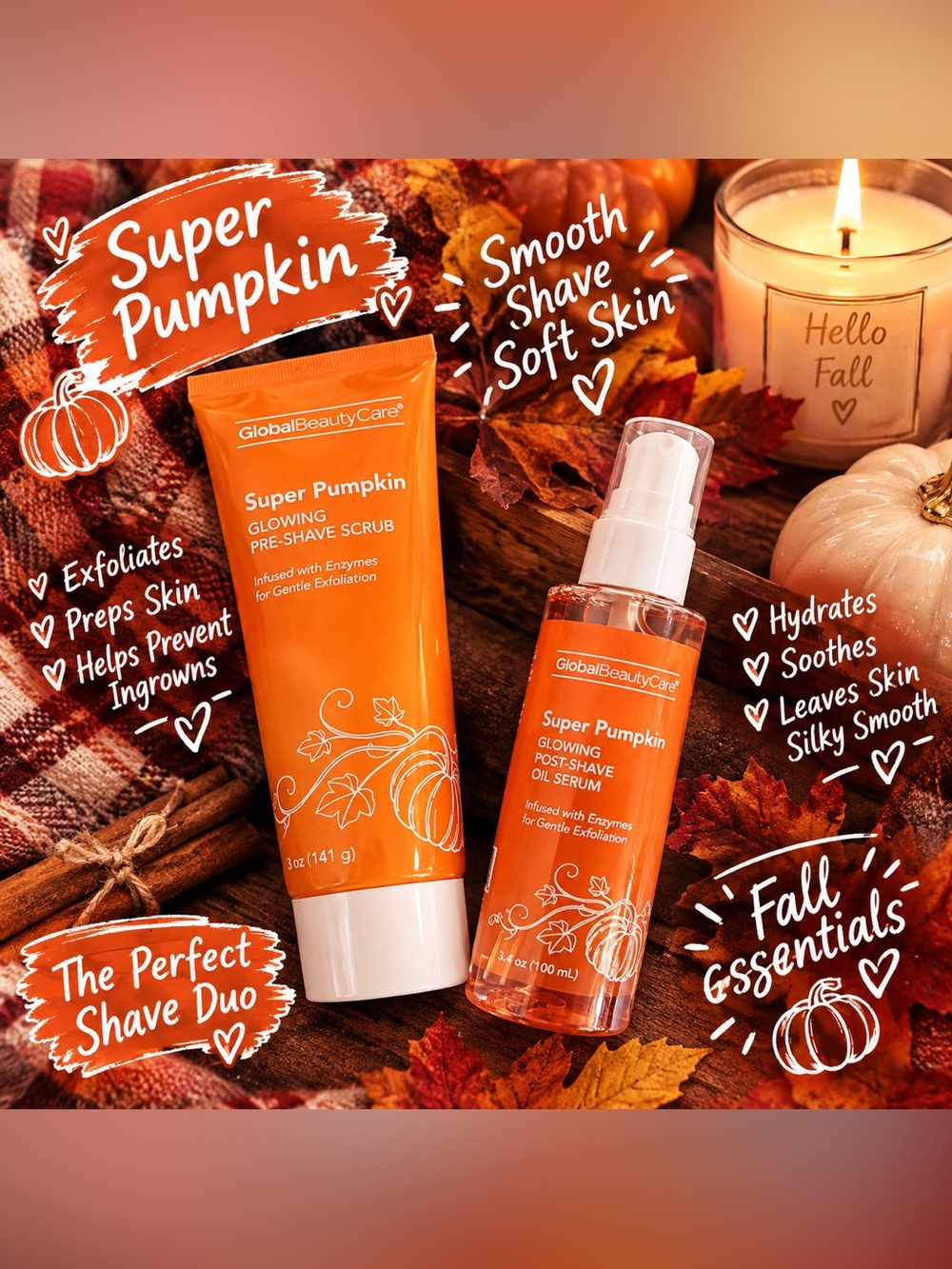 Super Pumpkin Glowing Pre-Shave Scrub & Post-Shave Oil Serum